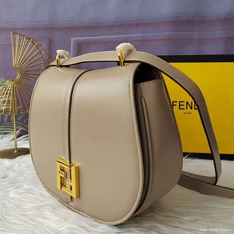 Vintage HOT Grey Bag In Medium C'mon Leather Calf Fendi 0625